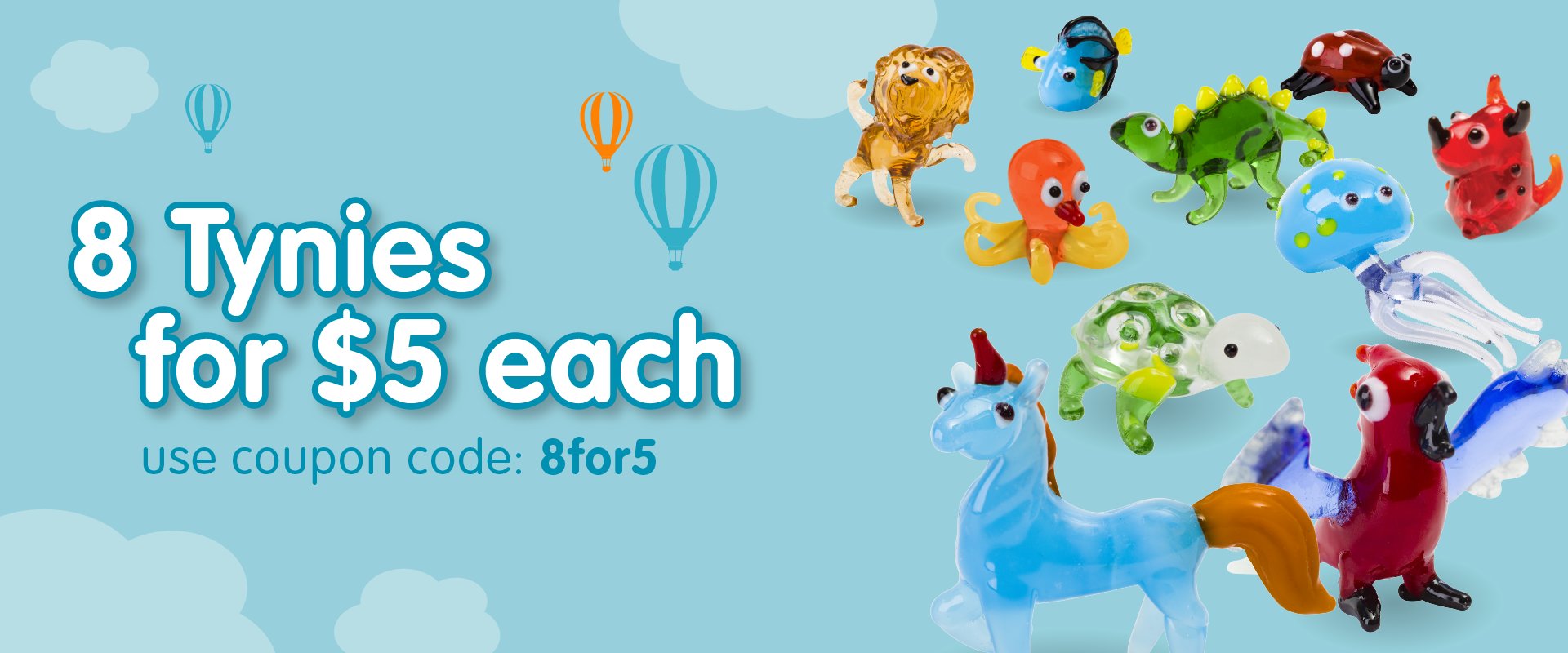 Get 8 Tynies glass figurines for only $5 each